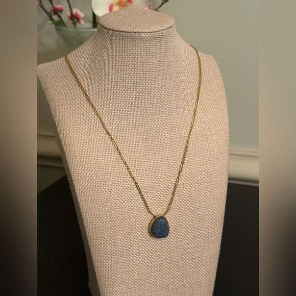 Madewell Jewelry - Madewell Gold Necklace with Dark Blue Stone Pendant